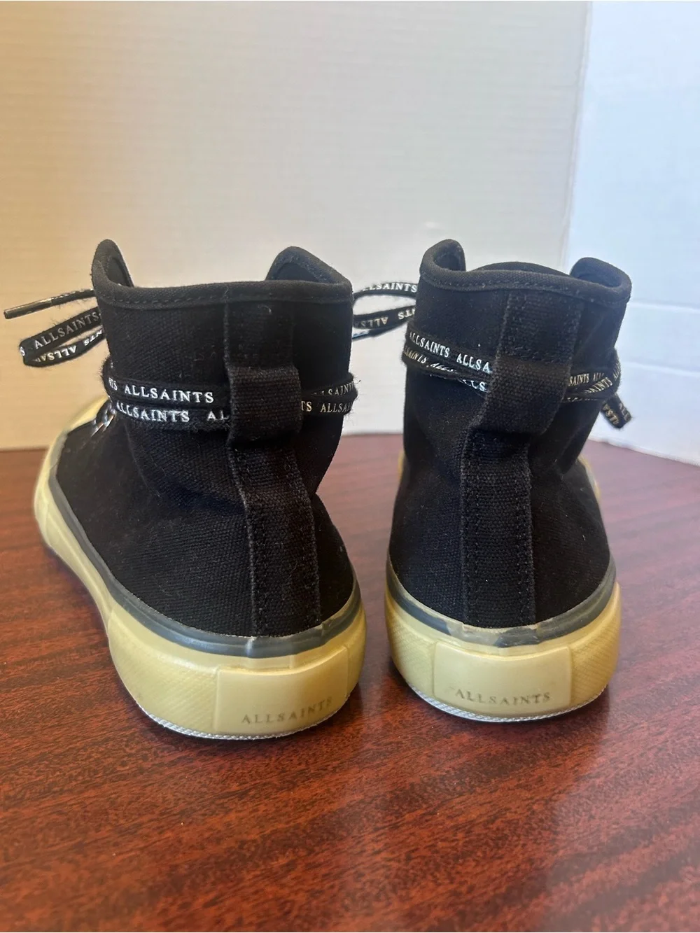 AllSaints Black High-Top Sneakers with Gum-Toe Cap